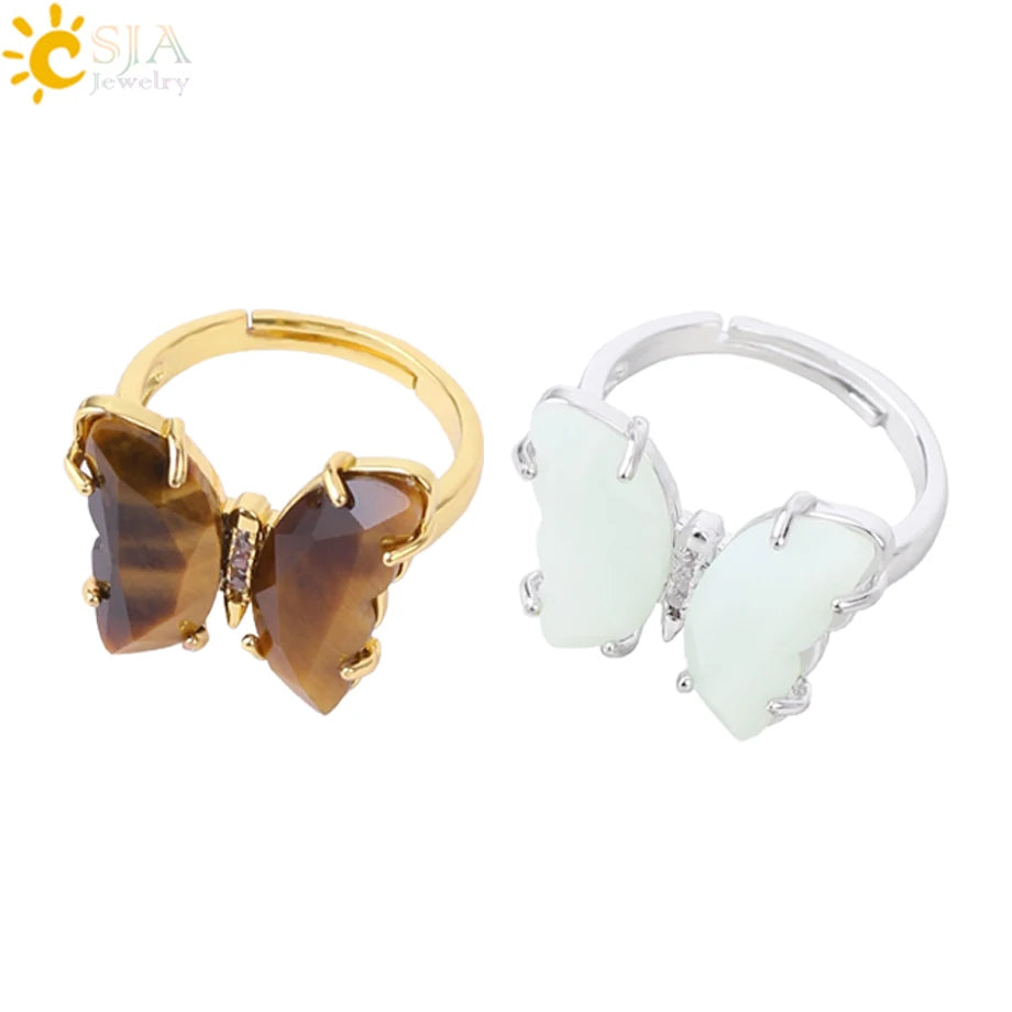 Gold Crystal Ring Natural Gemstone — Swuffy