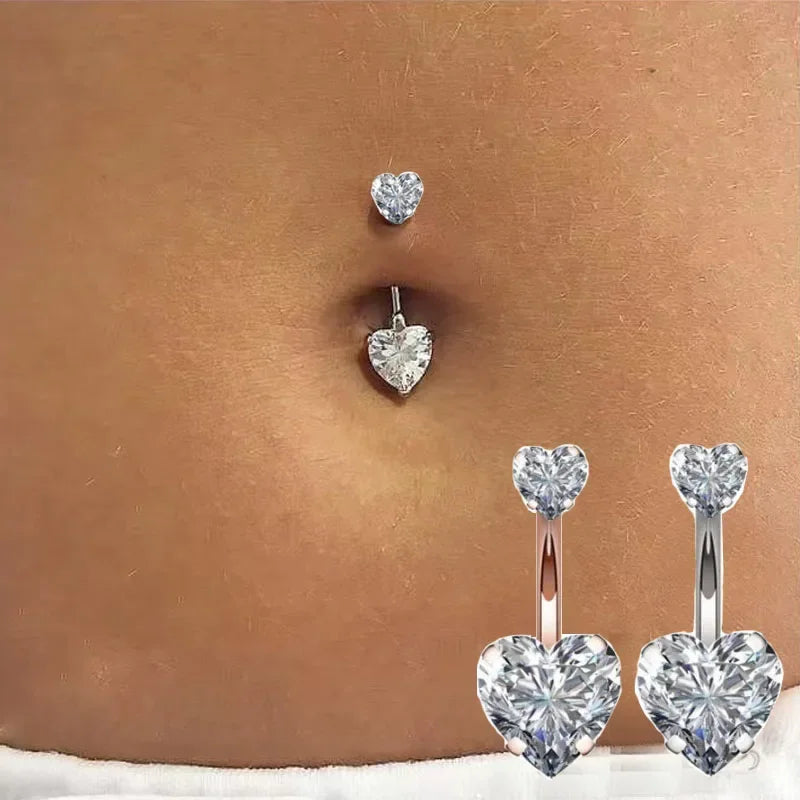 Zircon Heart Belly Button Rings — Swuffy