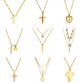 Nuvora Classic Cross Pendant Necklaces Women Girls Gold — Nuvora