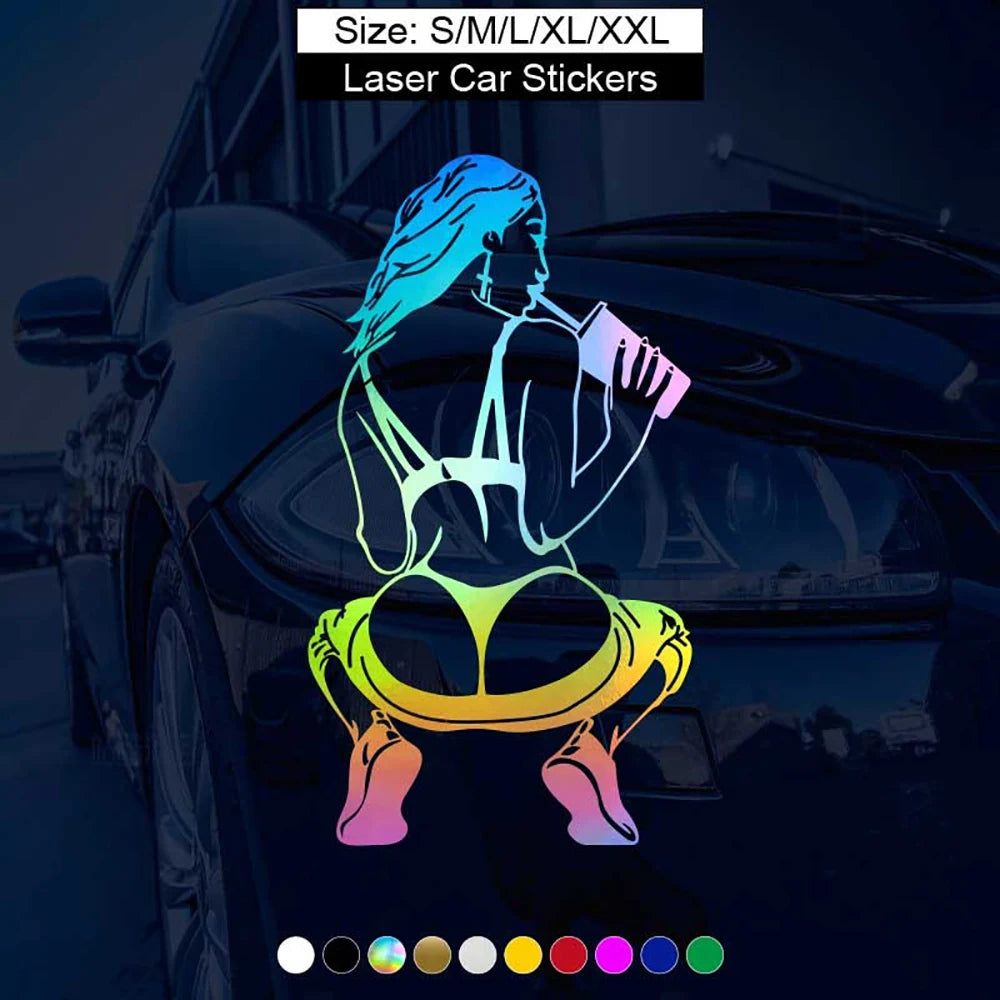 Drinking Attractive Girl Car Stickers — Swuffy