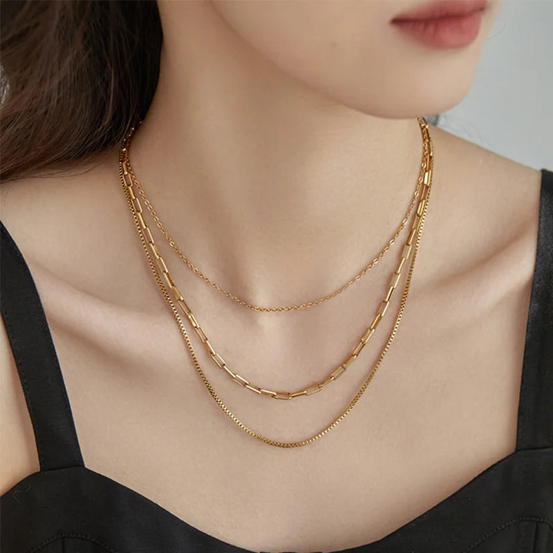 Stainless Steel Chain Layered Necklace — Swuffy
