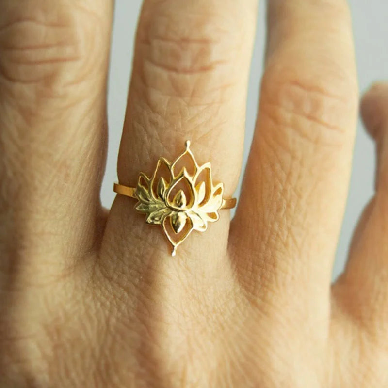 Lotus Flower Rings Stainless Steel — Swuffy