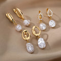 Irregular Pearl Earrings Stainless Steel — Swuffy