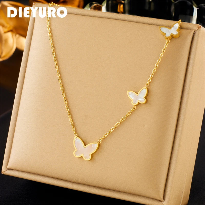 Dieyuro Stainless Steel Butterfly Pendant — Swuffy
