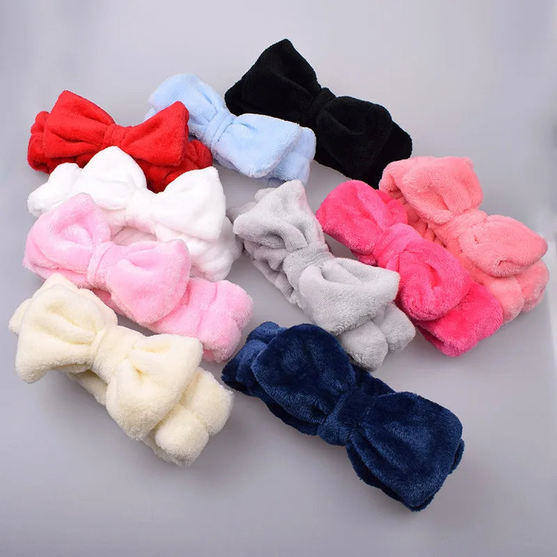 Solid Bow Headbands Coral Fleece — Swuffy