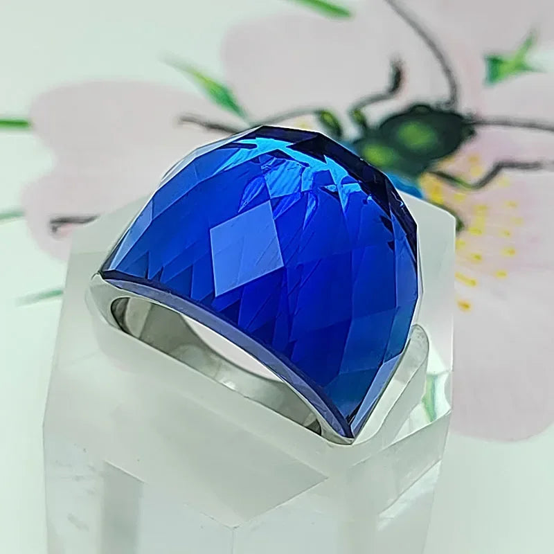 Large Blue Crystal Ring Multicolor — Swuffy