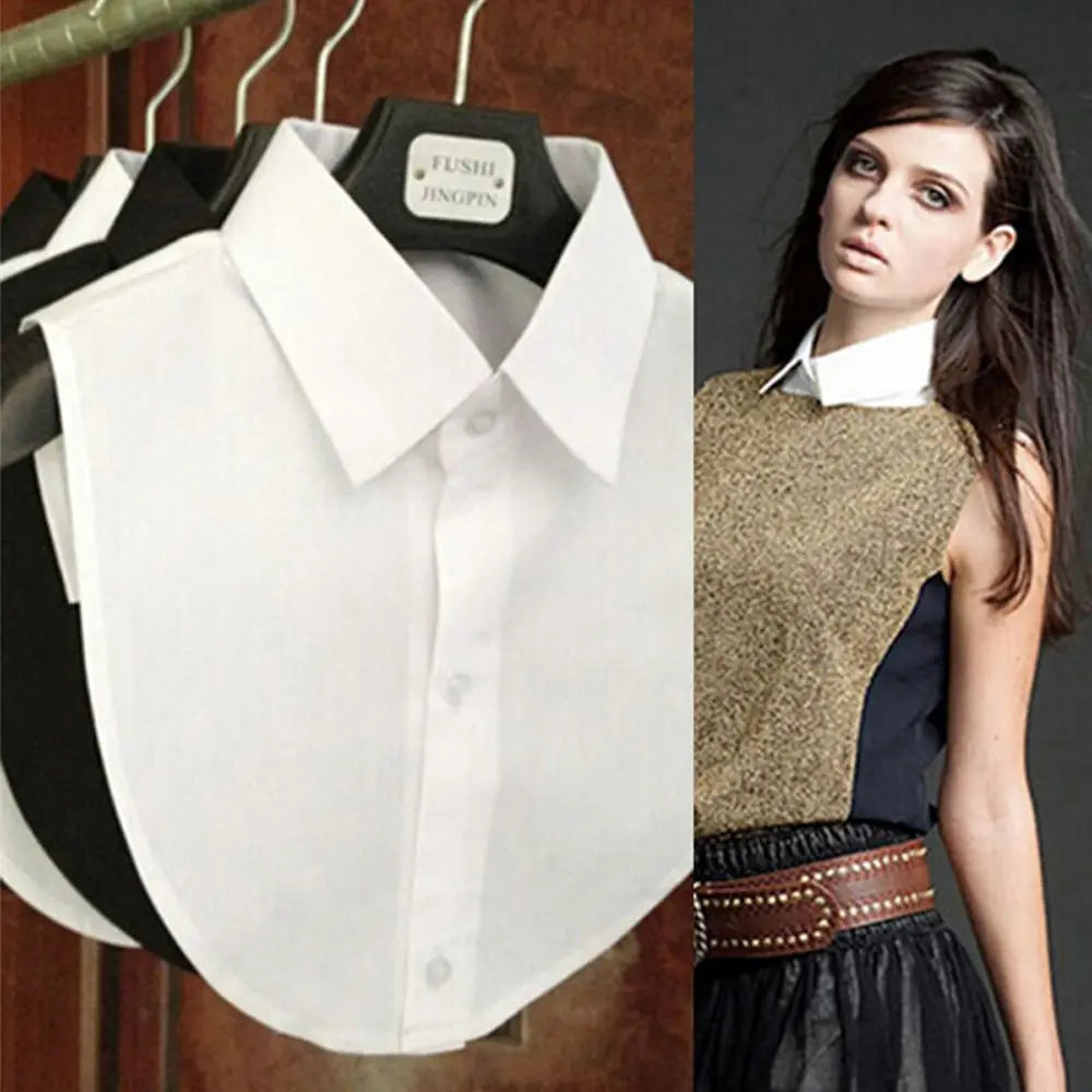 White Black Blouse Detachable Collars — Swuffy