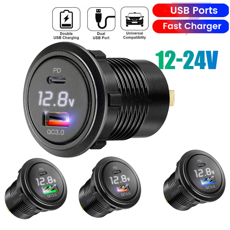 USB Car Charger Socket Voltmeter — Swuffy