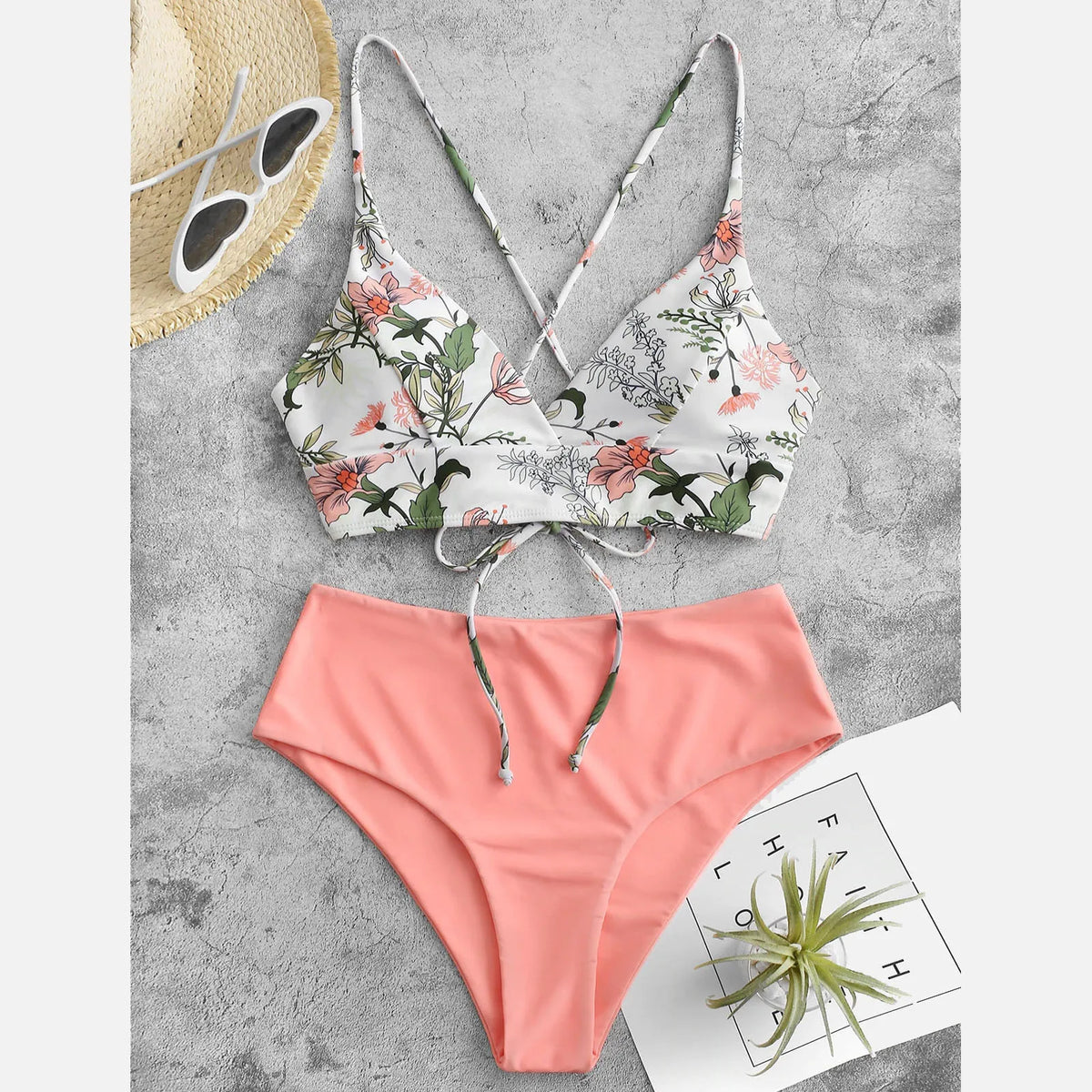 Split Swimsuit Flower Print Beachwear — Swuffy