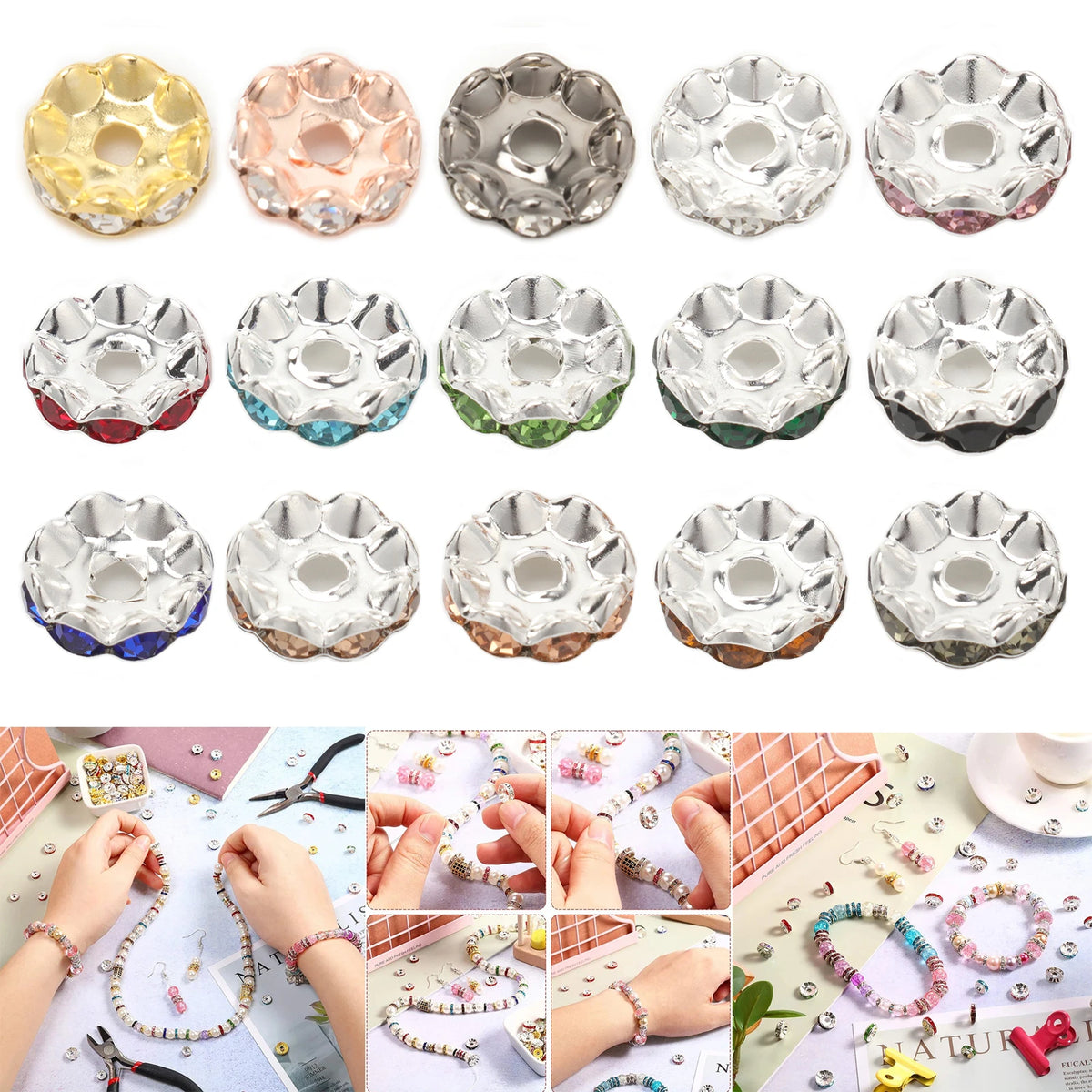 Wave Side Rhinestone Spacer Beads — Swuffy