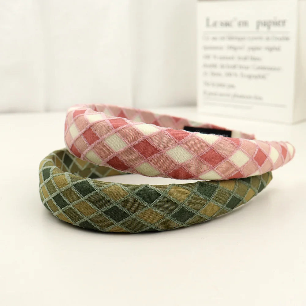 Korean Plaid Fabric Flower Headband — Swuffy