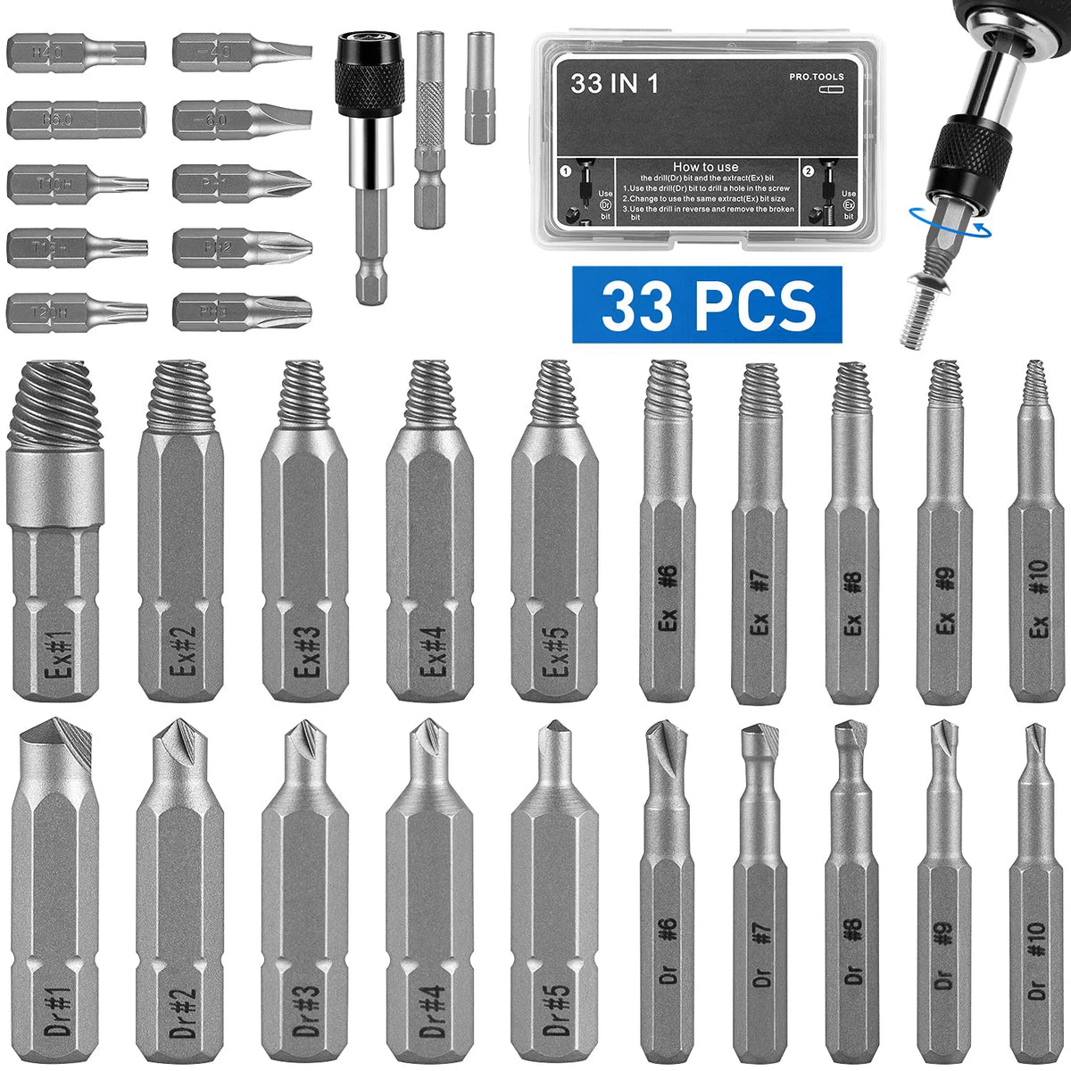 Nuvora Damaged Screw Extractor Kit Sleeve Extension Drill — Nuvora