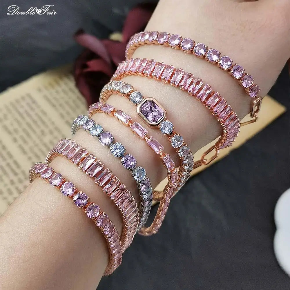Romantic Pink Crystal Tennis Bracelets — Swuffy