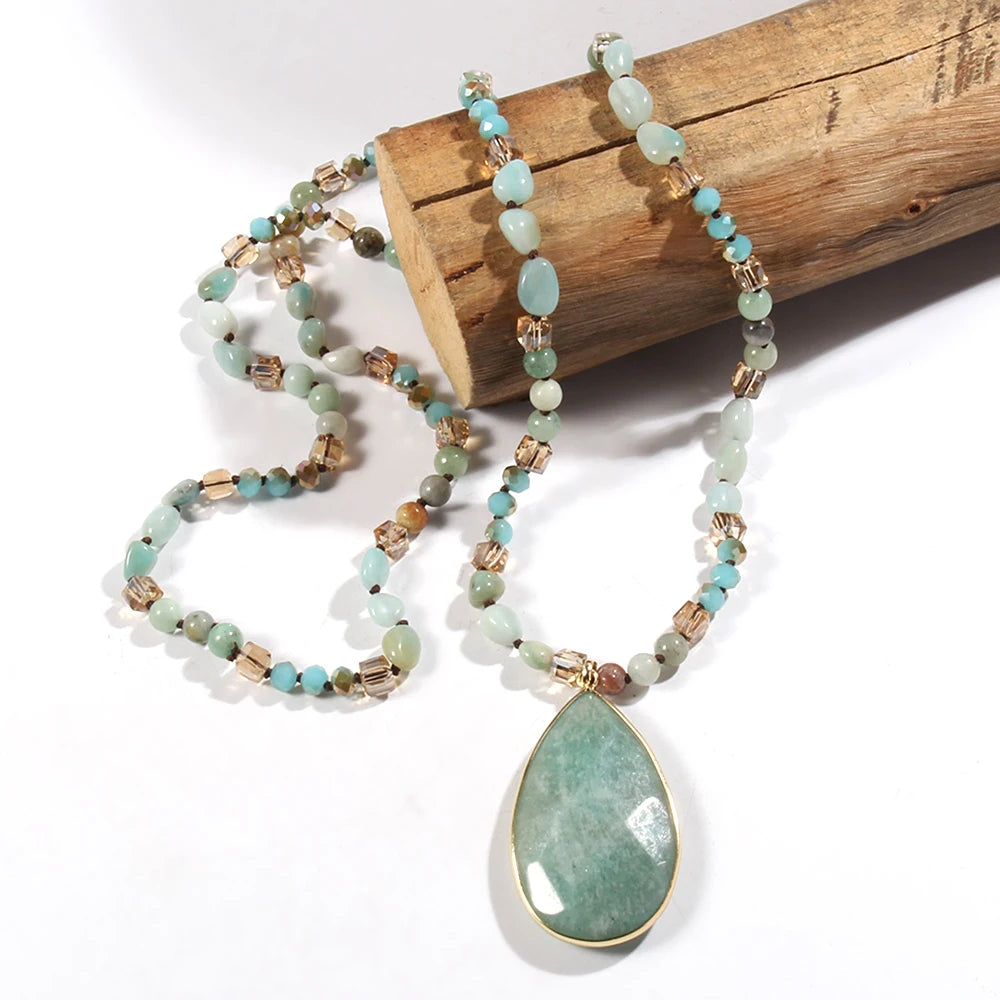Bohemian Necklace Natural Stone Glass — Swuffy
