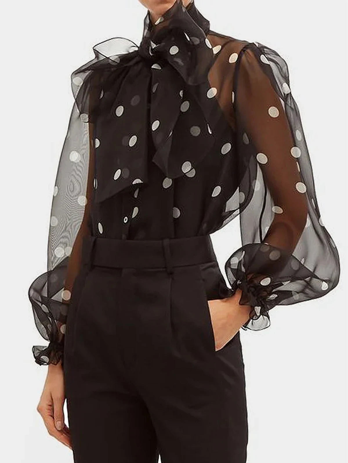 Nuvora Women S Elegant Lantern Sleeve Shirt Chiffon — Nuvora