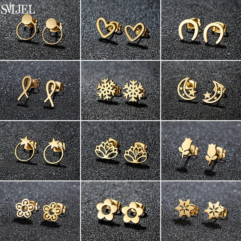 Simple Shaped Stud Earrings Vintage — Swuffy