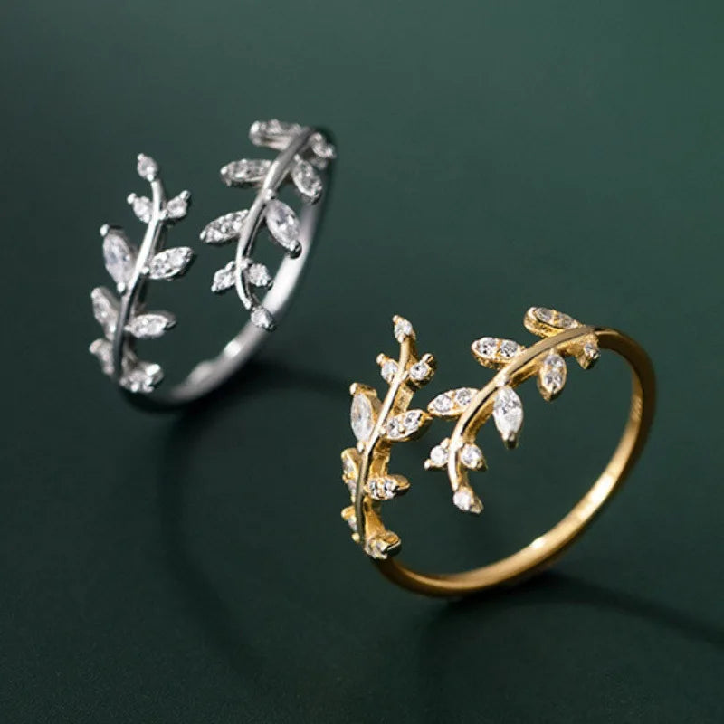 Leaf Branch Shape Rings Woman — Swuffy