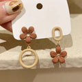 Asymmetric Flower Drop Earrings Geometry — Swuffy