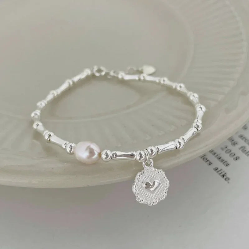 Sterling Silver Bracelet Partial Pearls — Swuffy