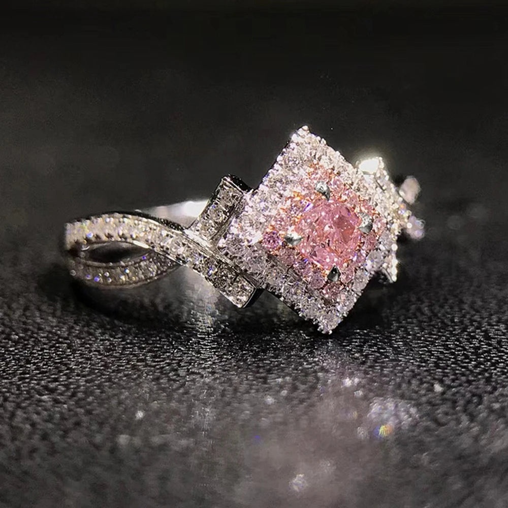 Huitan Pink Cz Engagement Rings — Swuffy