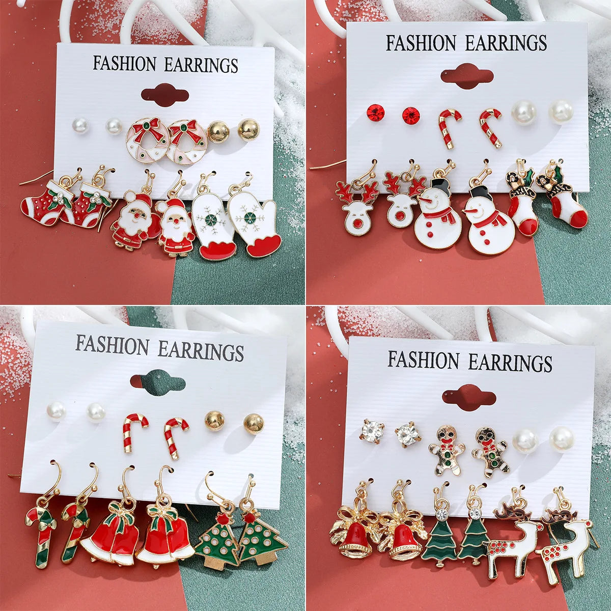 Christmas Earrings Xmas Tree Elk — Swuffy