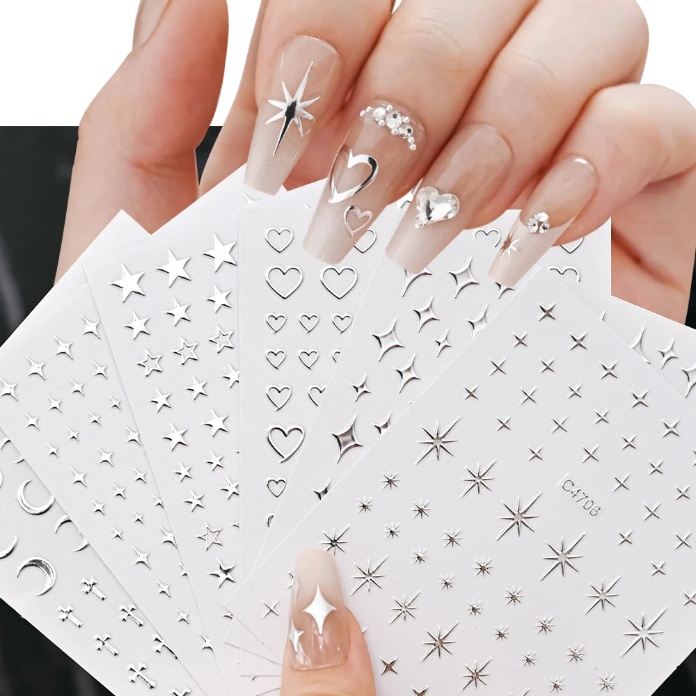 Sheets Metal Silver Nail Stickers — Swuffy