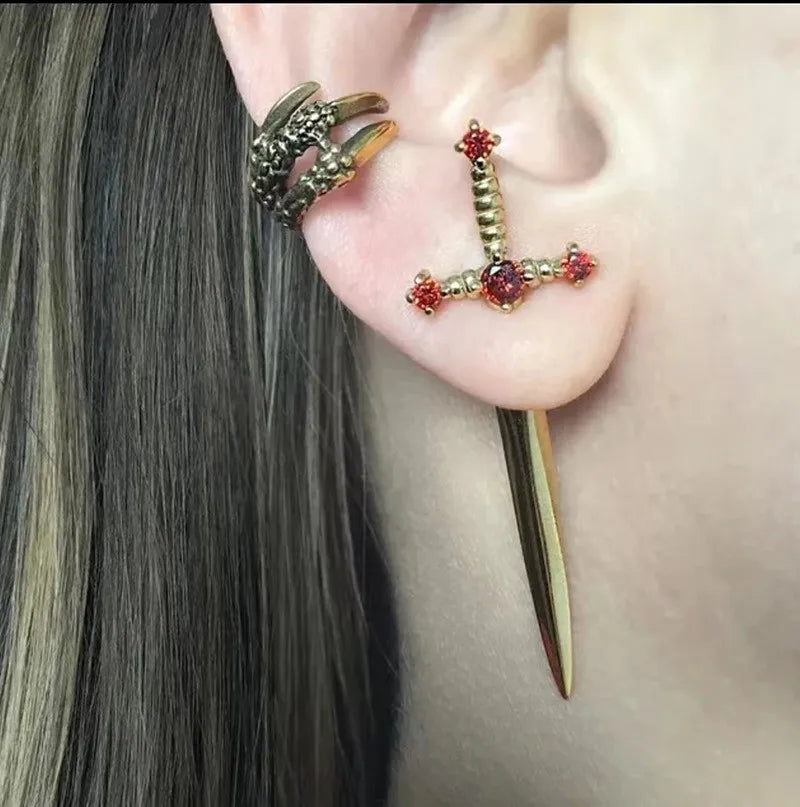 Gothic Kinitial Sword Earrings Vintage — Swuffy