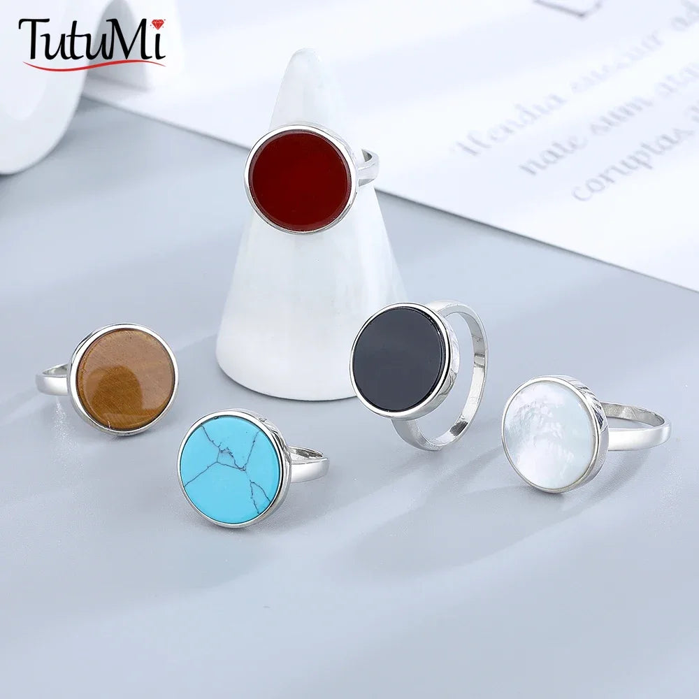 Sterling Silver Rings Inlaid Round — Swuffy