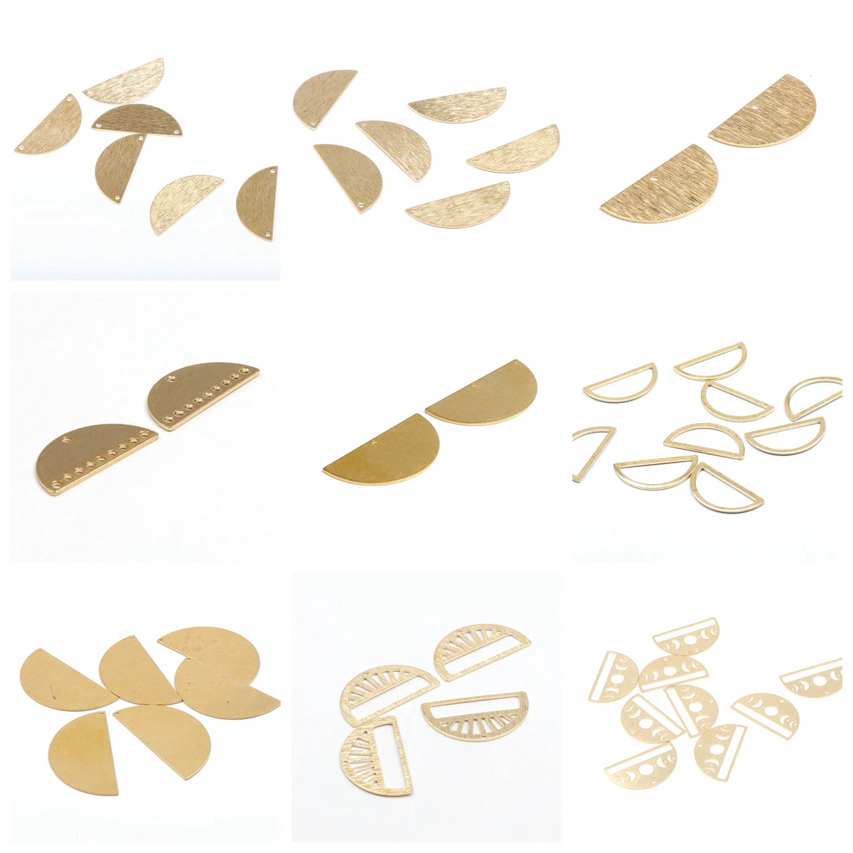 Hammered Brass Charms Semi Circle — Swuffy