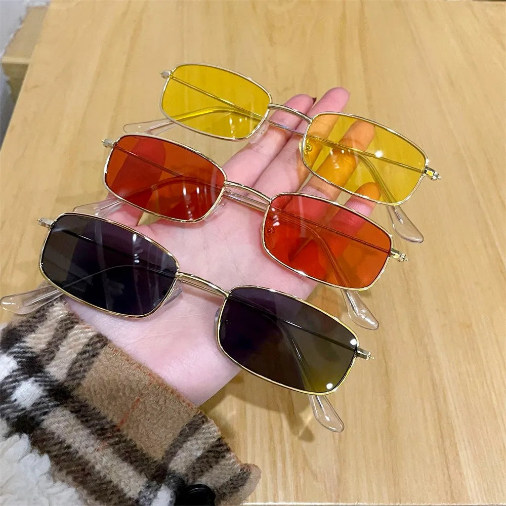Rectangle Sunglasses Driving Vintage Metal — Swuffy