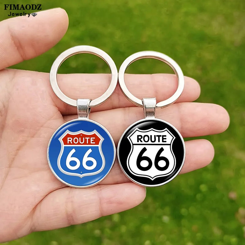 Route Sign Keychain Glass Cabochon — Swuffy