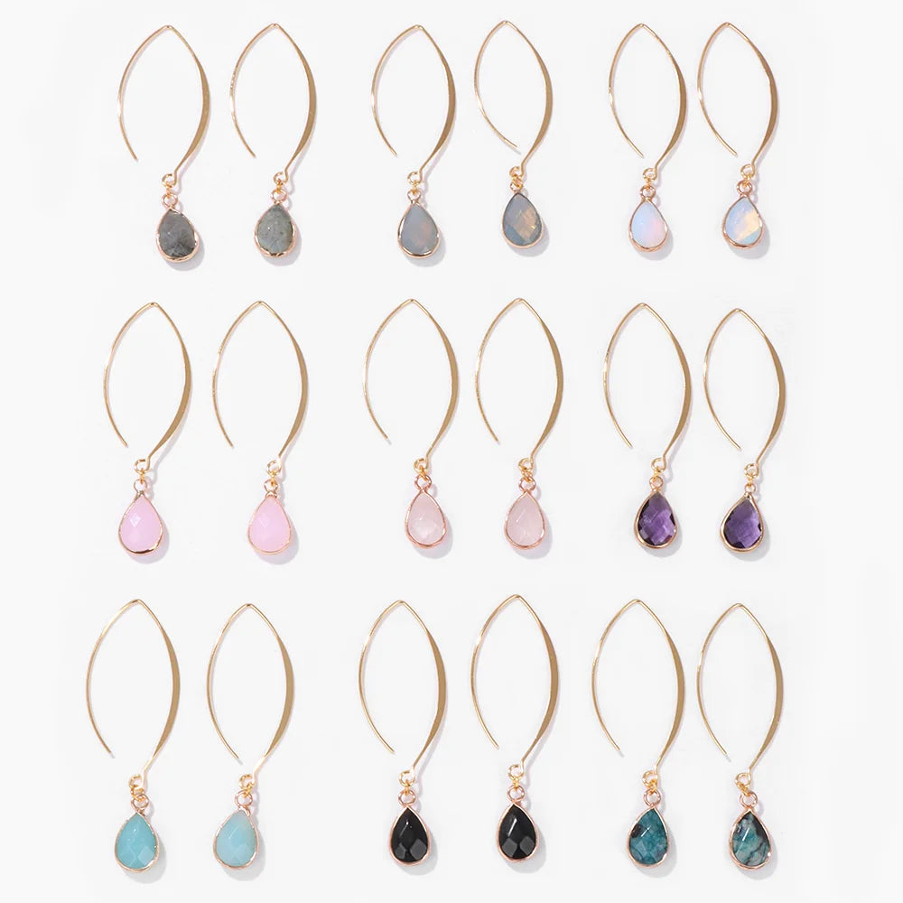 Natural Stone Water Drop Earring — Swuffy