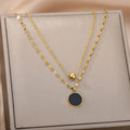 Black Round Pendant Necklaces Stainless — Swuffy