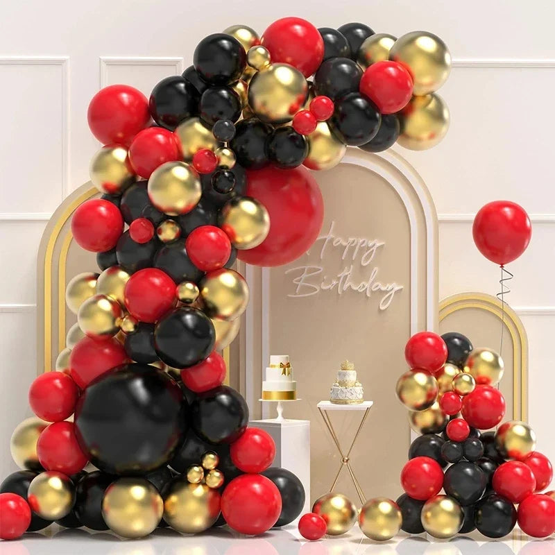 Nuvora Graduation Season Black Red Gold Latex Balloon — Nuvora
