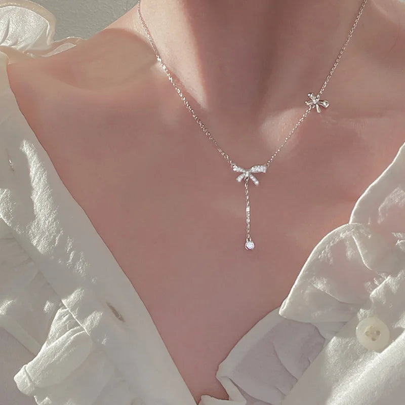 Korean Micro Zircon Bow Pendant — Swuffy