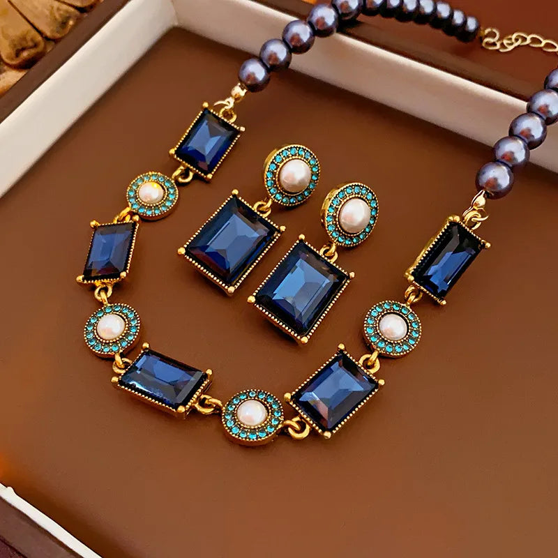 Dark Blue Rhinestone Square Pearl — Swuffy