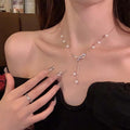 Korean Silver Bow Pearl Pendant — Swuffy