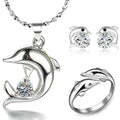 Sterling Silver Dolphin Necklace Earrings — Swuffy