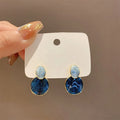 Elegant Geometrical Earrings Retro Blue — Swuffy