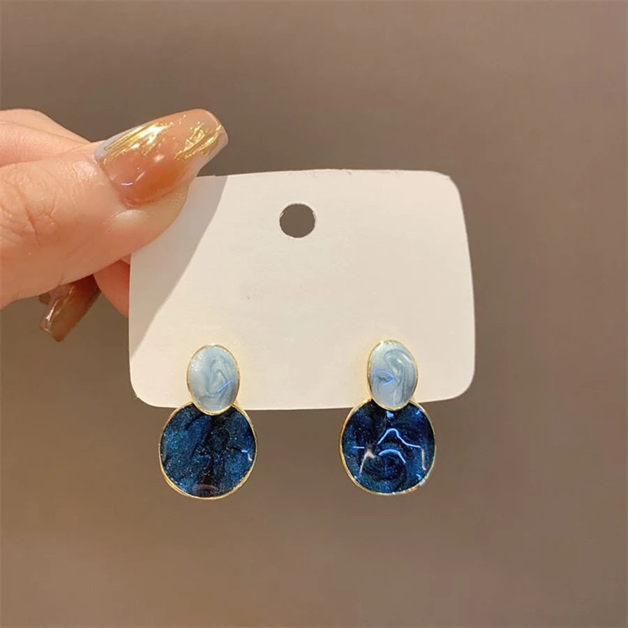Elegant Geometrical Earrings Retro Blue — Swuffy