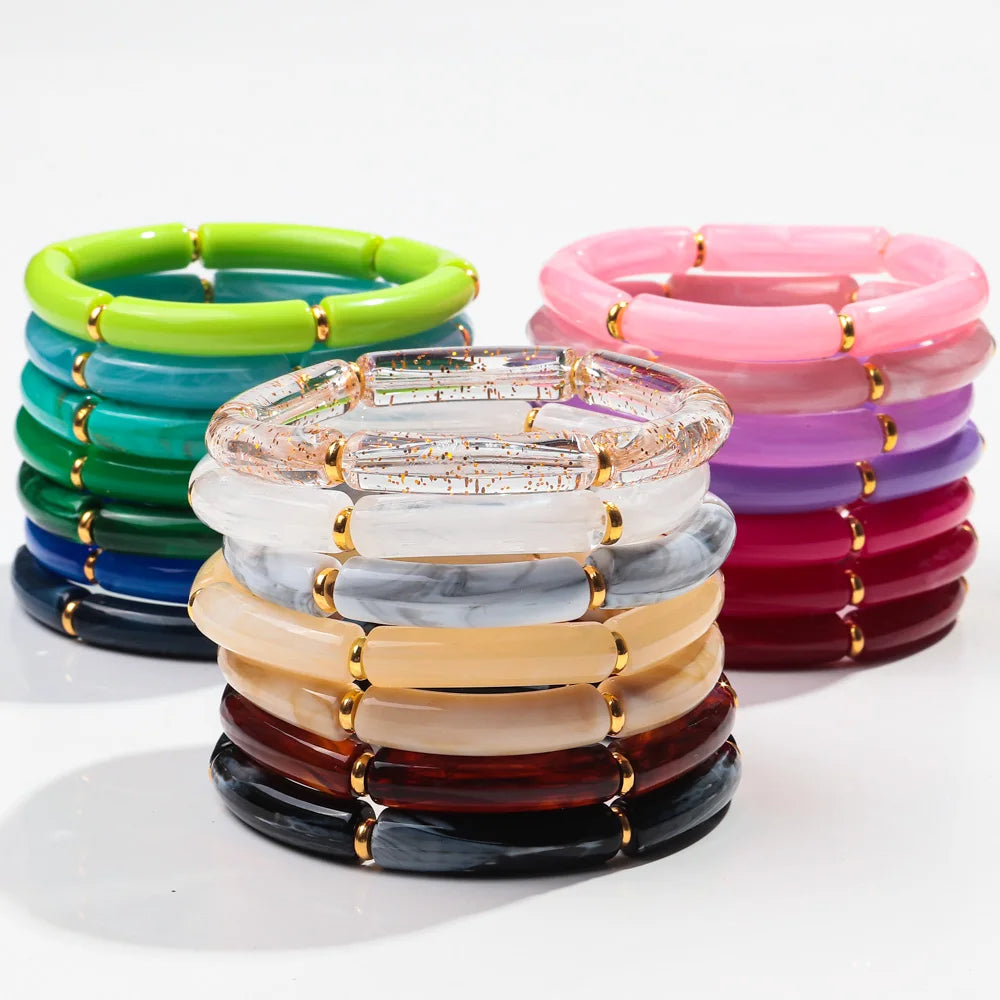 Boho Acrylic Bamboo Bracelet Set — Swuffy