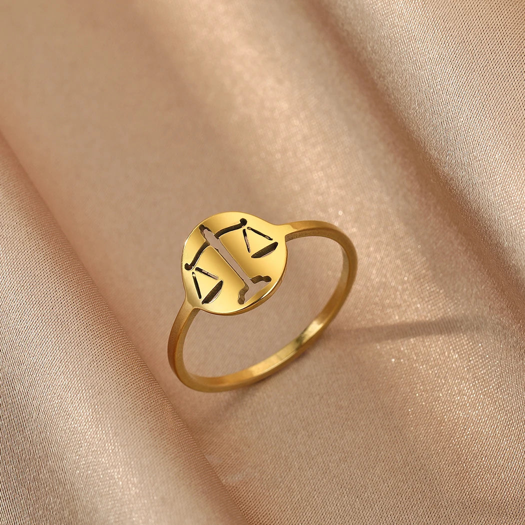 Kinitial Zodiac Libra Rings Stainless — Swuffy