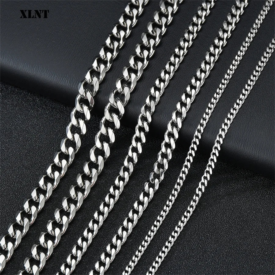 Silver Necklace Stainless Steel Cuban — Swuffy