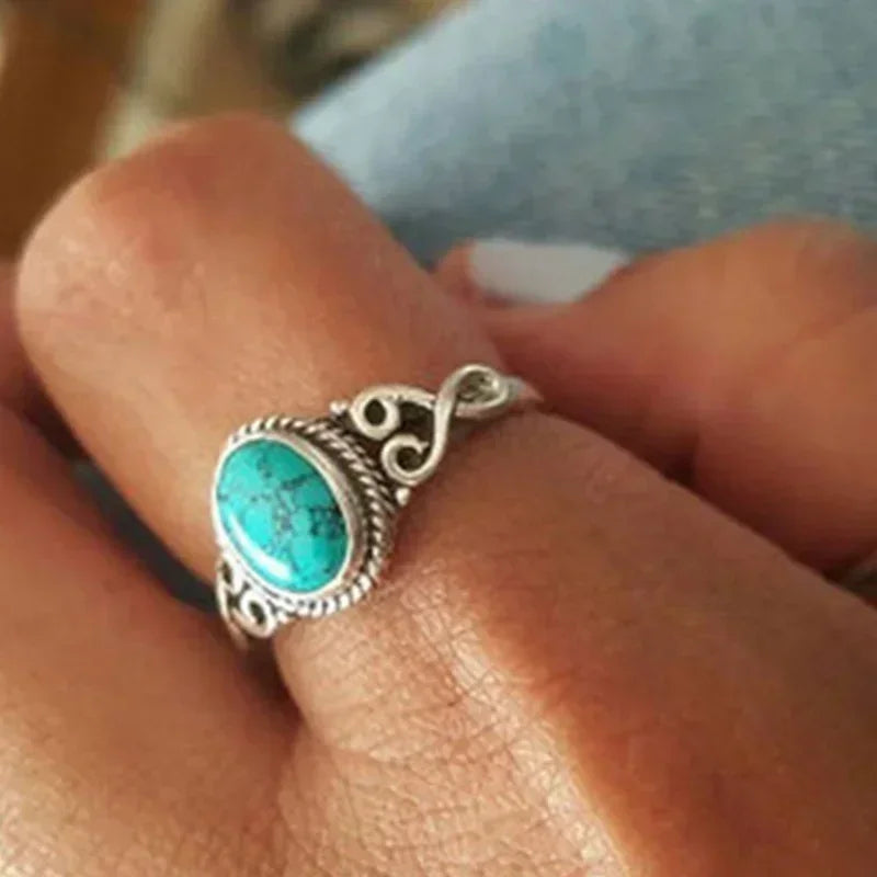 Retro Elegant Ring Natural Turquoise — Swuffy