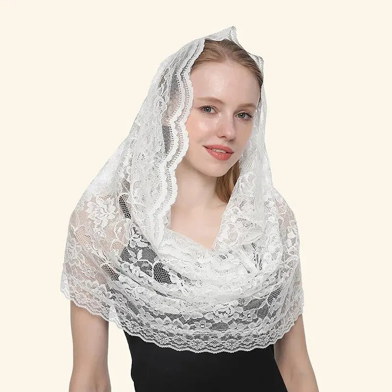 Embroider Lace Scarf Church Shawl — Swuffy