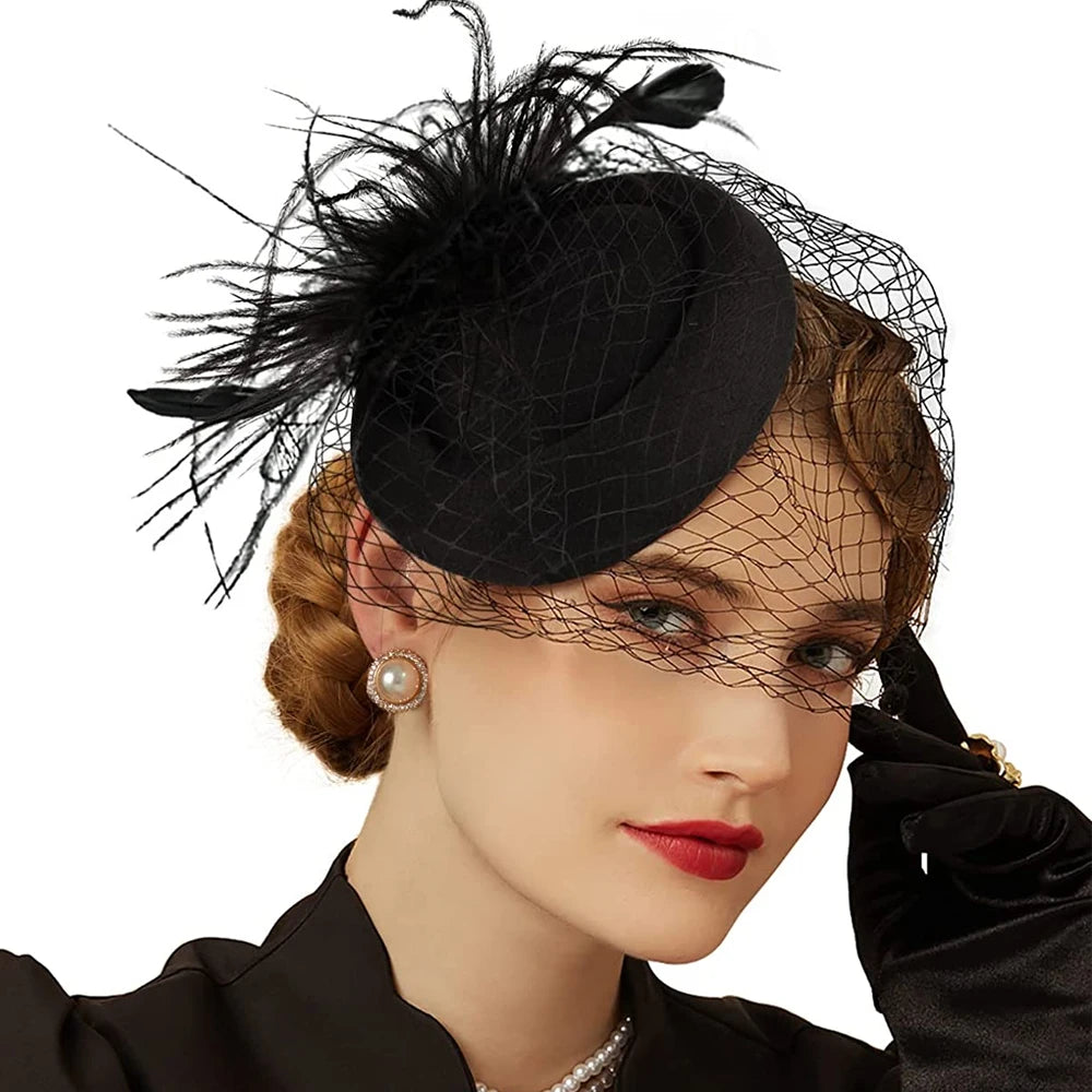 Felt Fascinator Hat Fishnet Veil — Swuffy