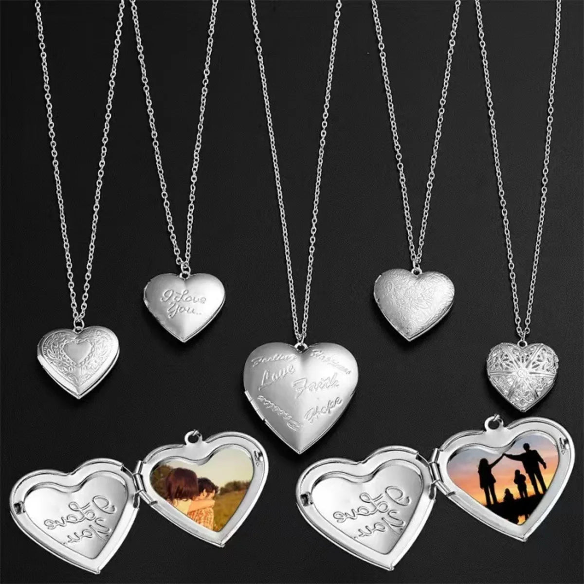 Nuvora Silver Color Love Heart Photo Frame Pendant — Nuvora