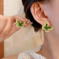 Butterfly Earrings Gradient Green Crystal — Swuffy