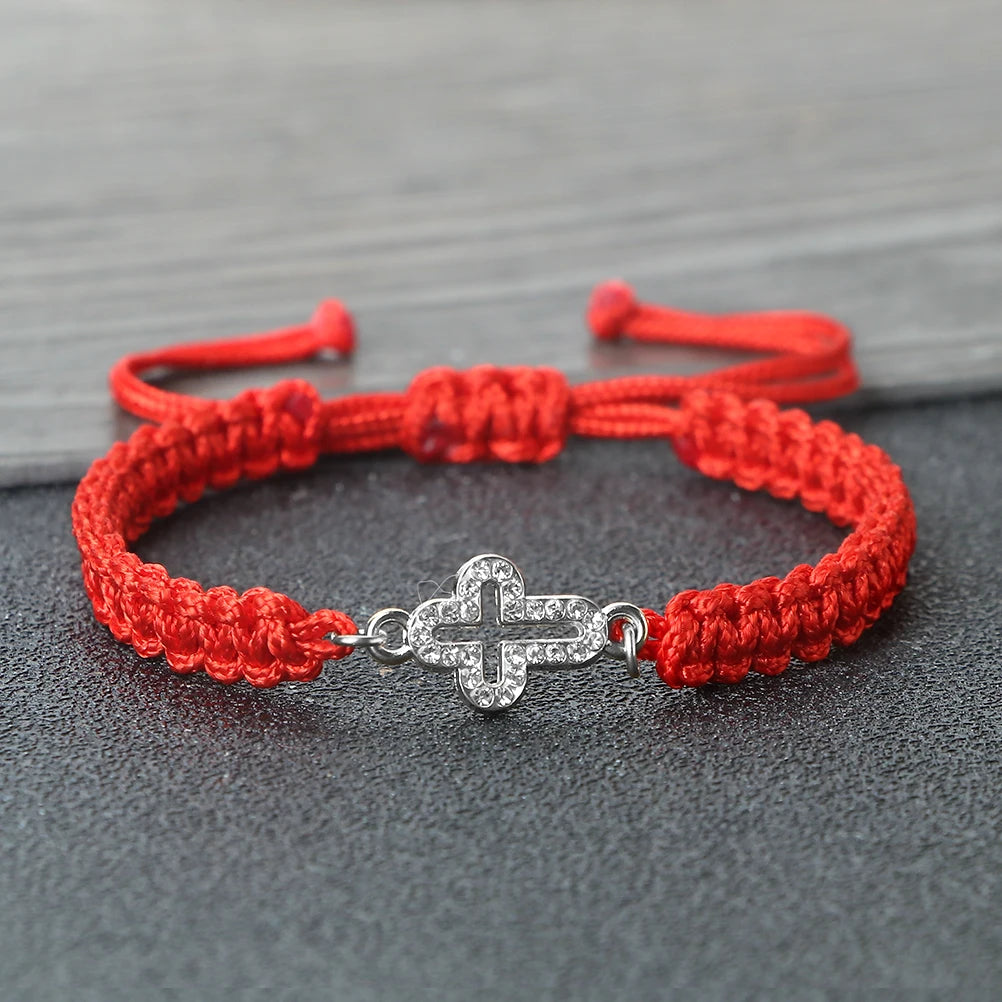 Crystal Hollow Cross Braided Bracelet — Swuffy