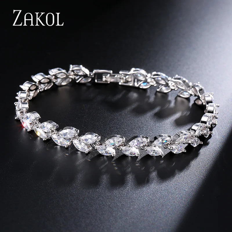 Zakol White Leaf Bracelets Bangles — Swuffy